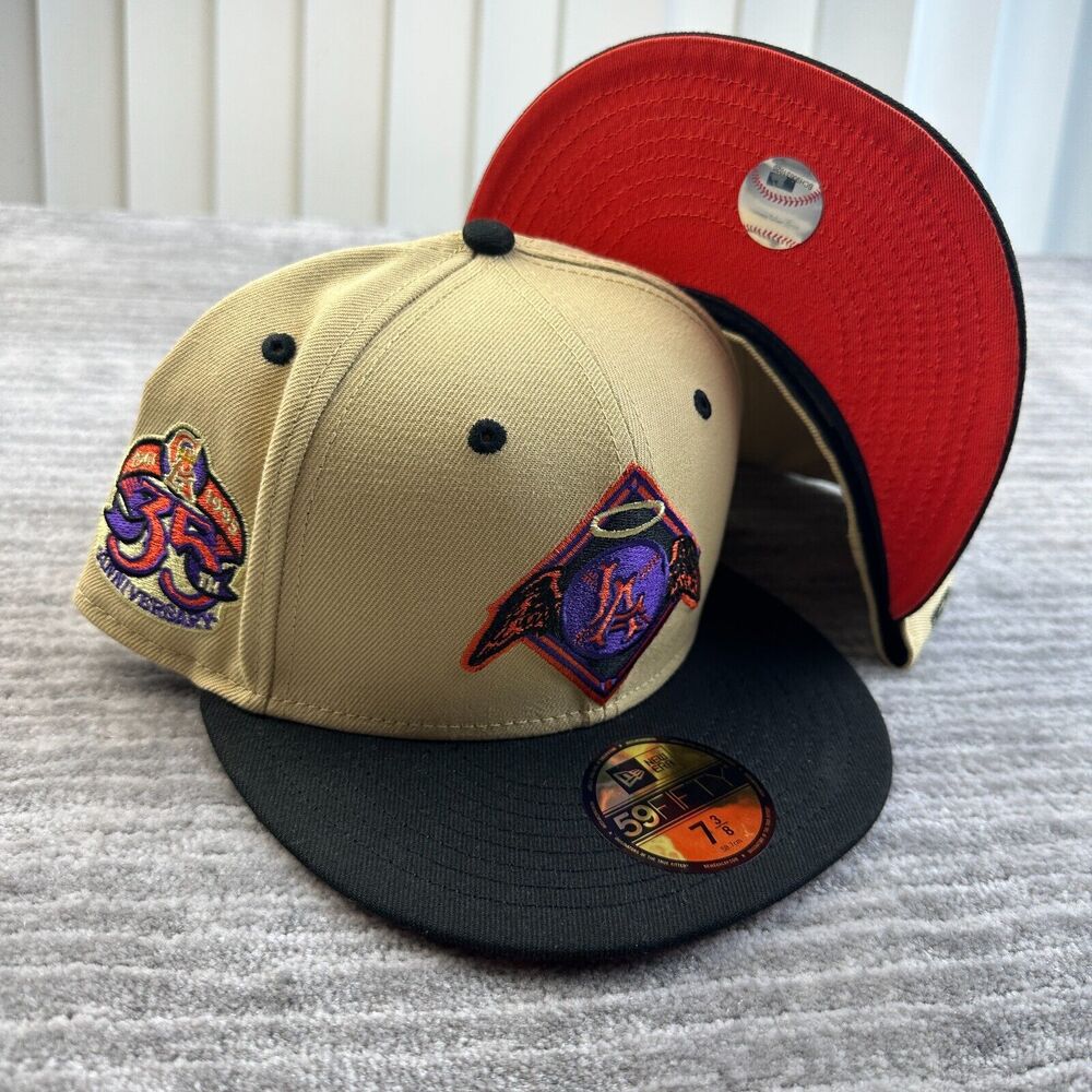 Los Angeles Angels Hat Cap Mens Fitted 7 3/8 New Era Side Patch Cooperstown